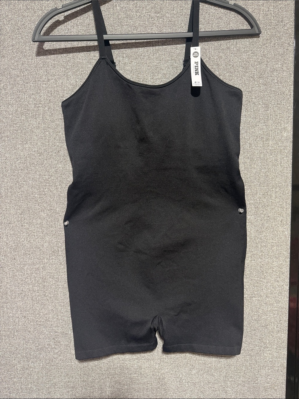 PINK Victoria's Secret Black Ribbed Tank Romper